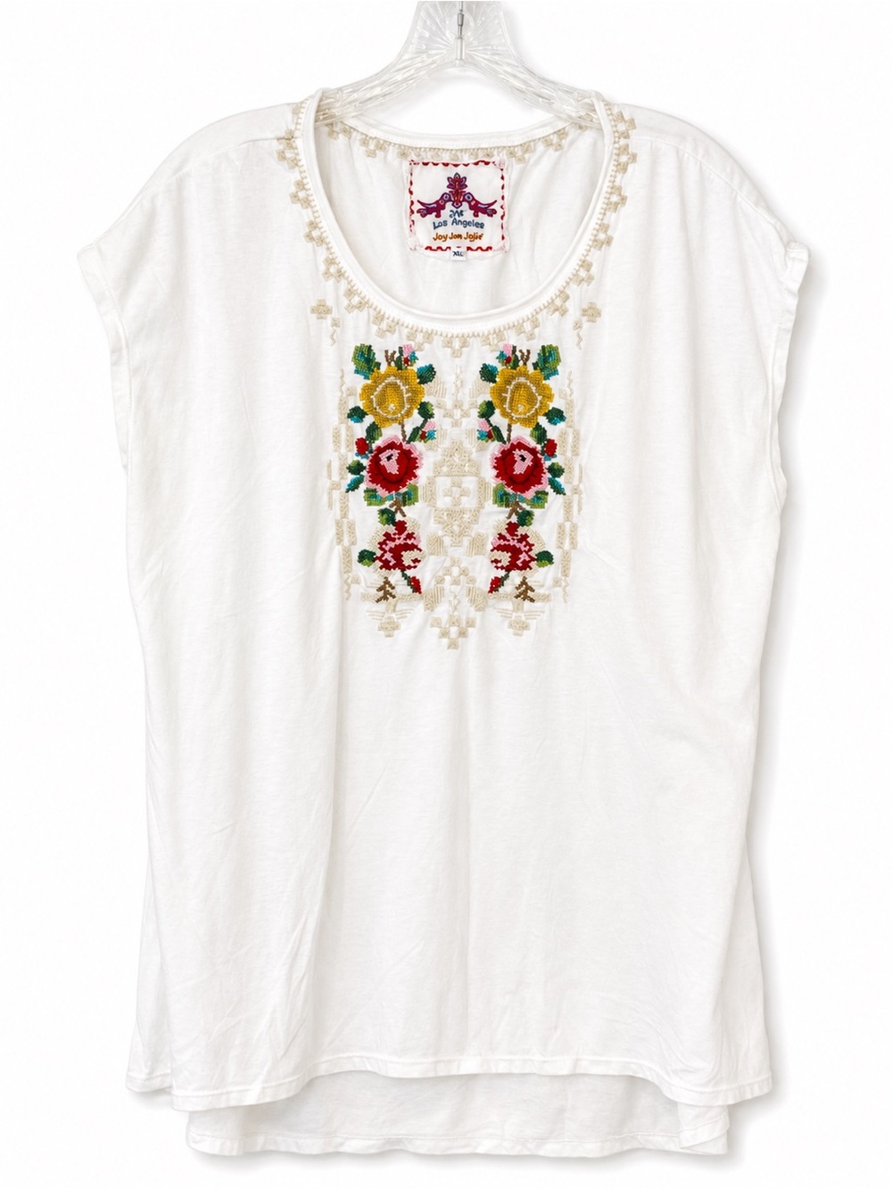 JW Los Angeles Women’s XL Joy Love Light Embroidered Floral Boho Top